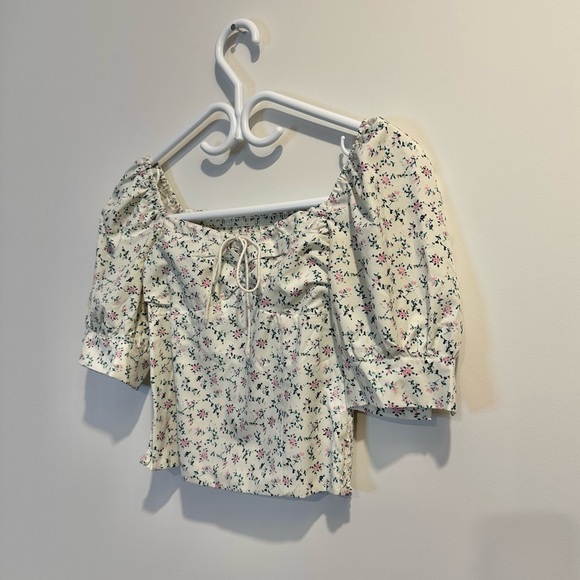 Pellucid | Pixie floral bustier top women xsmall chiffon puff sleeves sweetheart - Picture 3 of 7